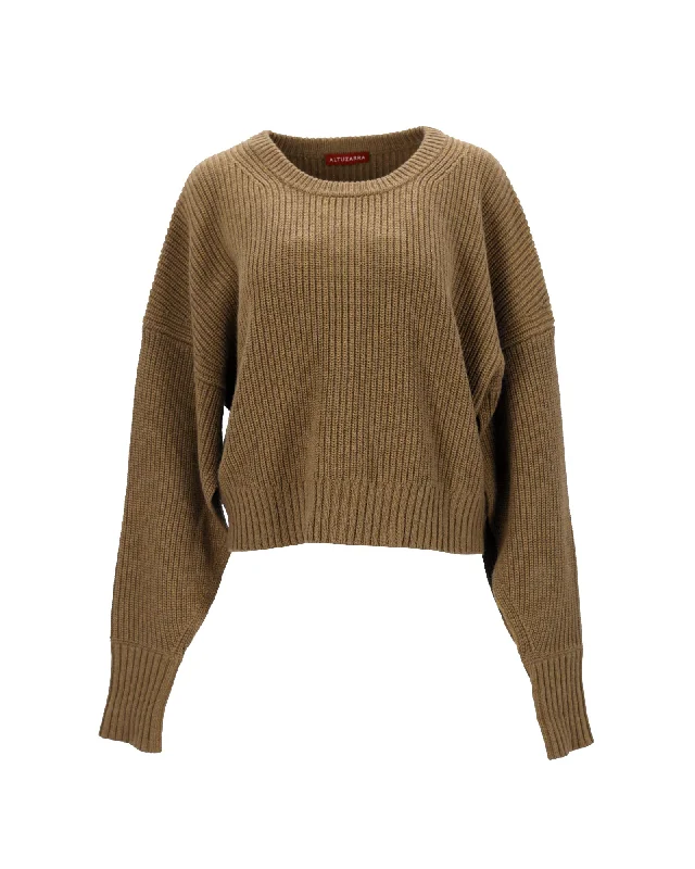 Altuzarra Anthea Cashmere-Blend Sweater In Khaki Cotton Elasticated Padded Insulated