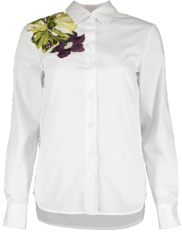 Monstera Embroidered Blouse Sleeveless Summer Blouse