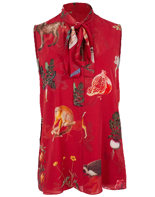 Enchanted Forest Chiffon Blouse Polished Work Blouse