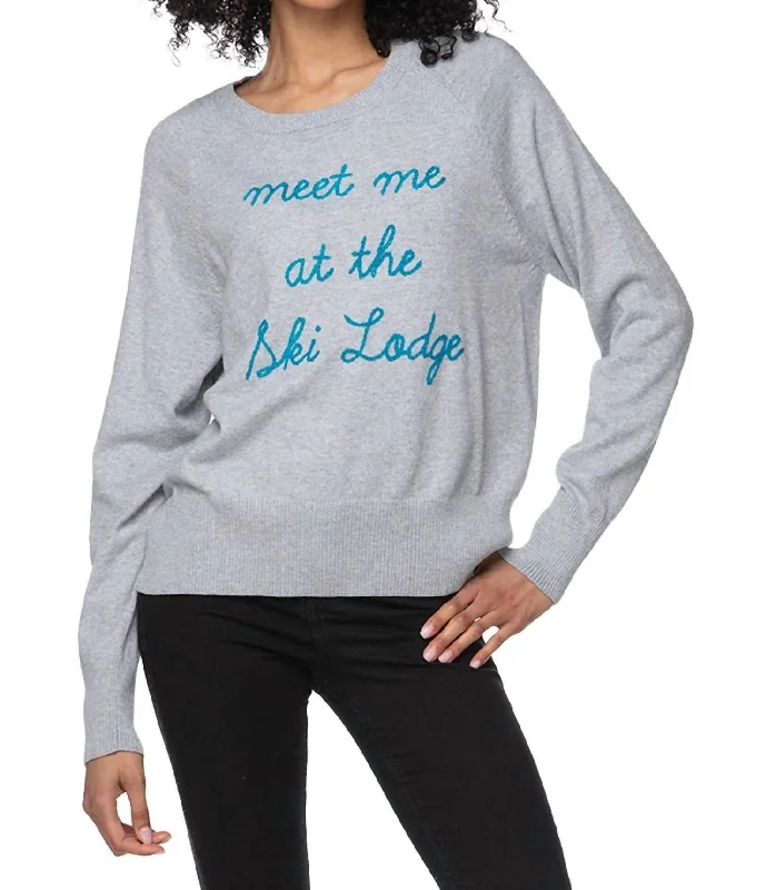 Embroidery Sweater In Meet Me At The Ski Lodge Houndstooth Herringbone Solid
