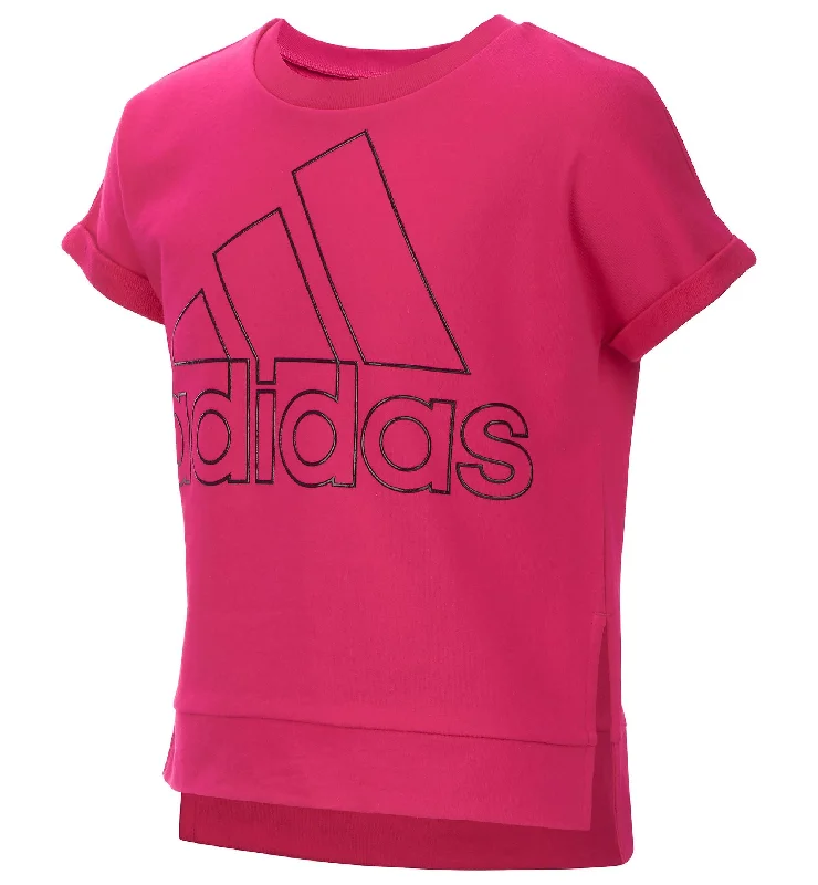 Adidas Big Girls Cropped Logo Print Sweatshirt Hoodie with Illustration Artistic Creative Adidas Big Girls Cropped Logo Print Sweatshirt Hoodie with Illustration Artistic Creative