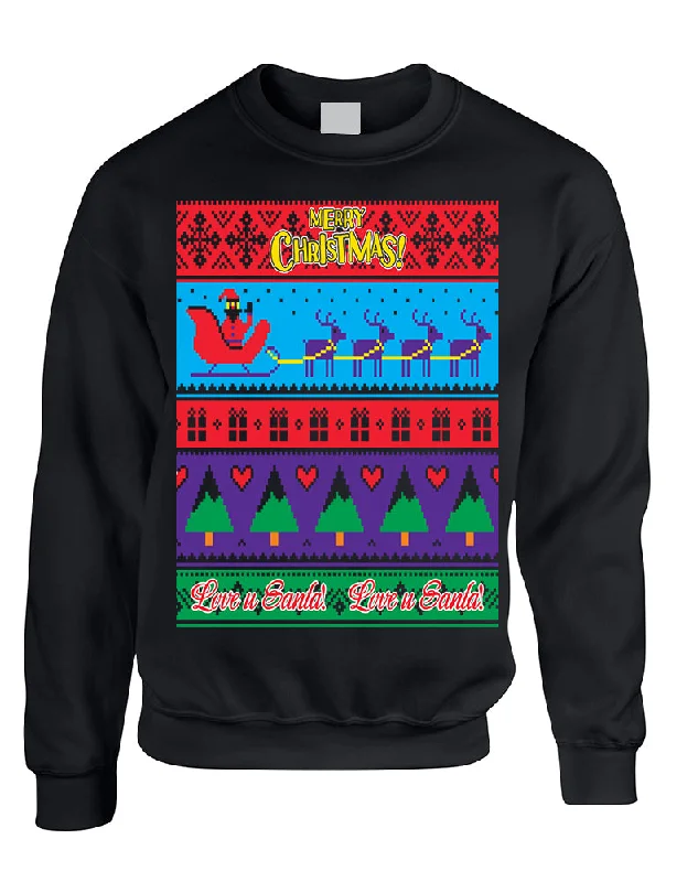 Adult Sweatshirt Love U Santa Merry Ugly Christmas Top Cool Gift Hoodie with Hood Adjustable Protection Adult Sweatshirt Love U Santa Merry Ugly Christmas Top Cool Gift Hoodie with Hood Adjustable Protection