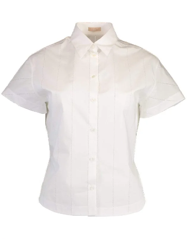 Short Sleeve Collared Button Down Blouse Satin Drape Blouse