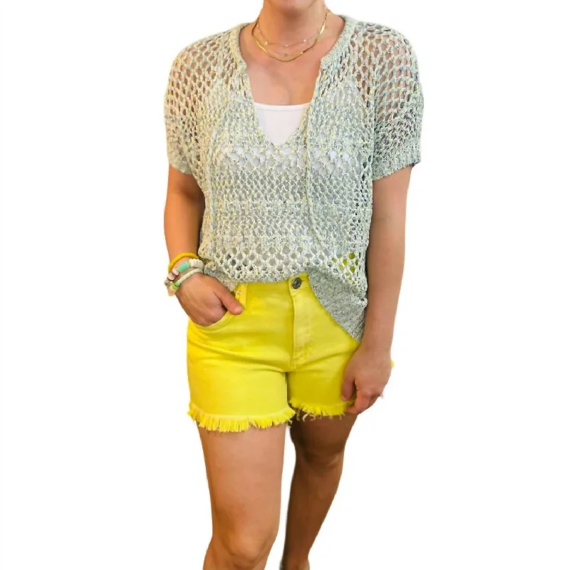 Zamira Knit Sweater In Lime Multi Stylish Fashionable Trendy