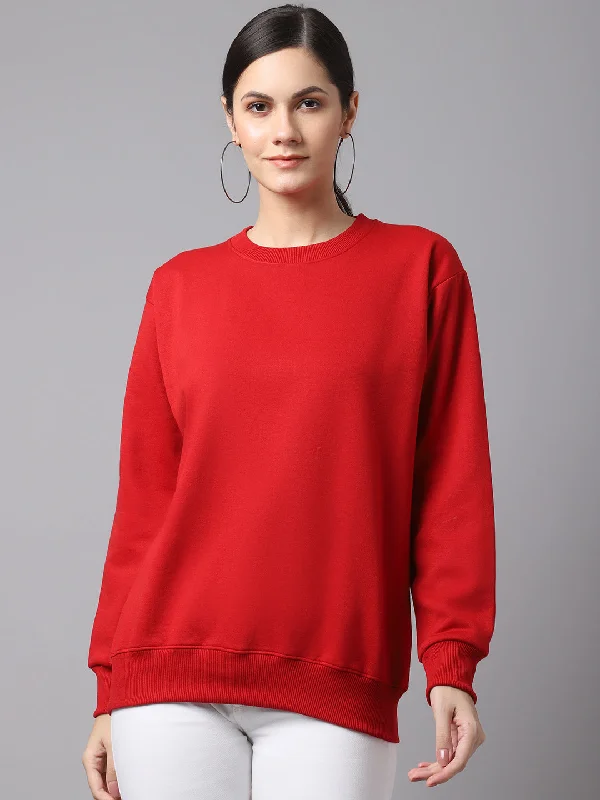 Vimal Jonney Fleece Round Neck Maroon Sweatshirt For Women Hoodie with Drawstring Waist Adjustable Fitted Vimal Jonney Fleece Round Neck Maroon Sweatshirt For Women Hoodie with Drawstring Waist Adjustable Fitted