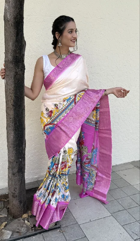 Women Party Wear Flower Print Dhola Silk Saree with Un Stitched Blouse Business Casual Blouse