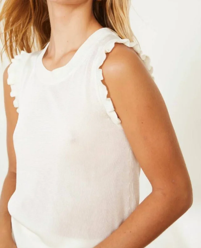 Millie Sweater In Ivory Seamless Knitted Crochet