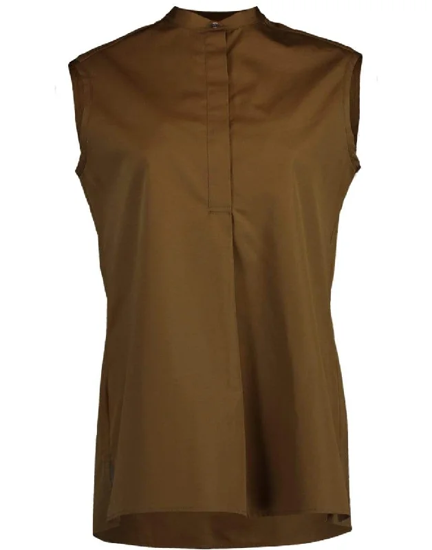 Cap Sleeve Henley Blouse Feminine Ruffle Blouse