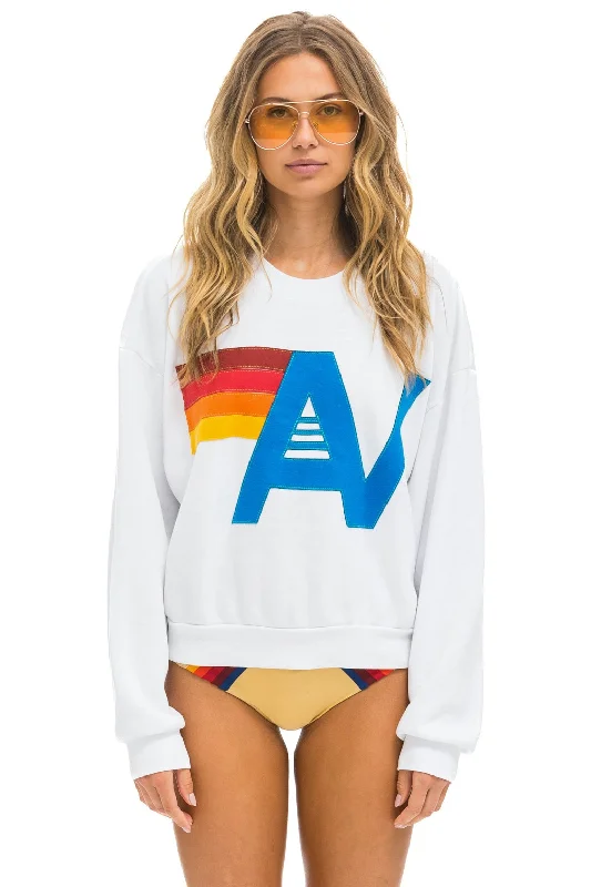 LOGO STITCH RELAXED CREW SWEATSHIRT - WHITE Hoodie with Illustration Artistic Creative LOGO STITCH RELAXED CREW SWEATSHIRT - WHITE Hoodie with Illustration Artistic Creative