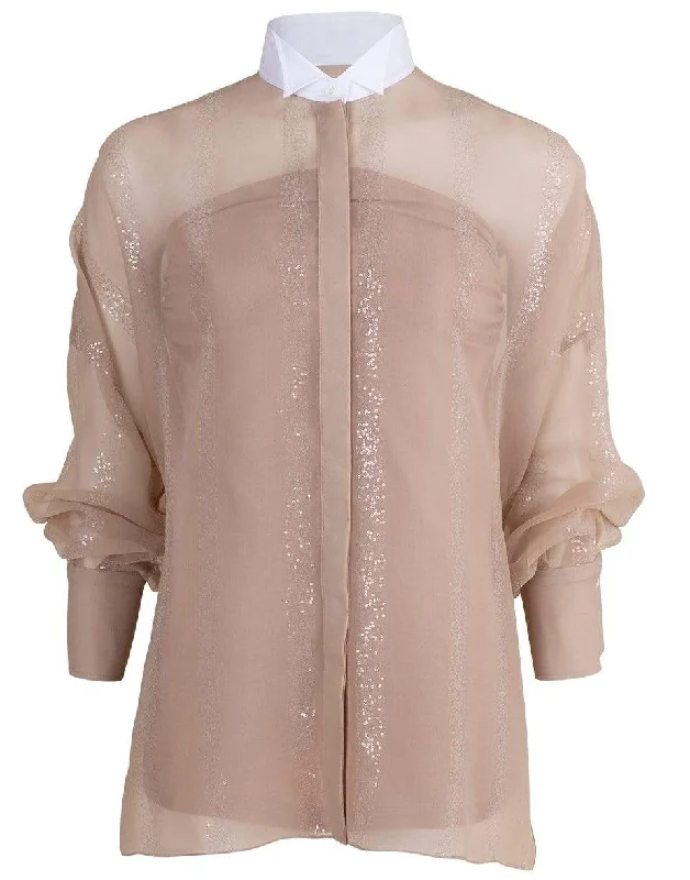 Silk Organza Blouse Lightweight Tunic Blouse