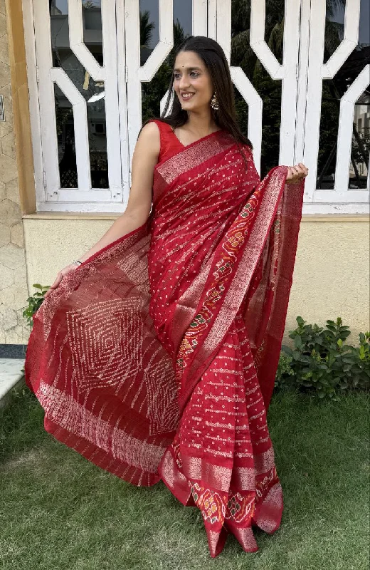 Women Party Wear Foil Printed Candy Cotton Silk Saree with Un Stitched Blouse Elegant Lace Blouse