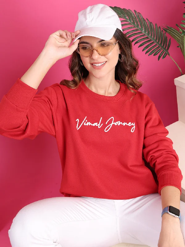 VimaL Jonney Regular Fit Maroon Printed Sweatshirt For Women Hoodie with Fur Luxurious Winter VimaL Jonney Regular Fit Maroon Printed Sweatshirt For Women Hoodie with Fur Luxurious Winter