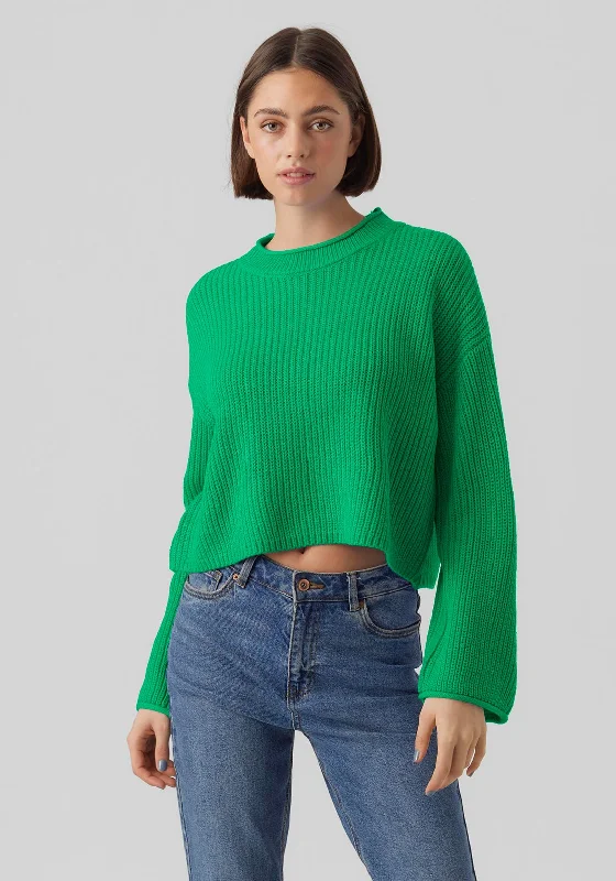 Vero Moda Sayla Knitted Sweater, Bright Green Front Pockets Side Pockets Patch Pockets