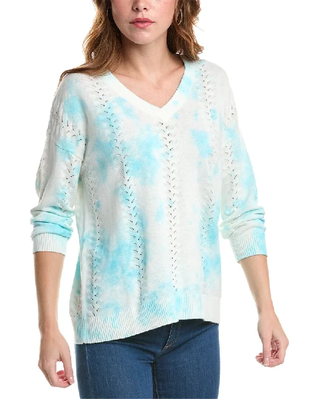 Edinburgh Knitwear Tie-Dye Stitch Linen-Blend Sweater Open Front Closed Front Wrap Front