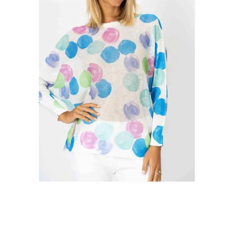 Batwing Sweater In Aqua Real Fur Shearling Chenille