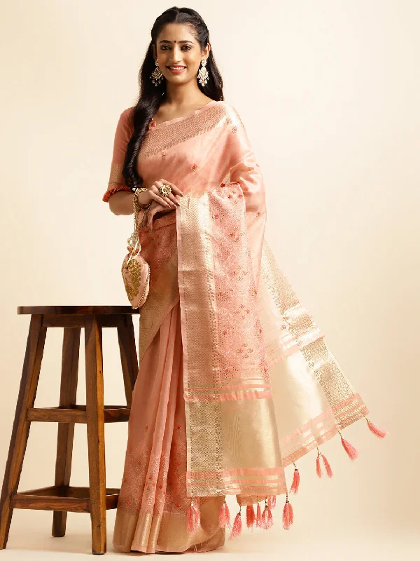 Women Party Wear Embroidery Worked Cotton Khadi Silk Saree with Un Stitched Blouse Boho Chic Blouse Women Party Wear Embroidery Worked Cotton Khadi Silk Saree with Un Stitched Blouse Boho Chic Blouse
