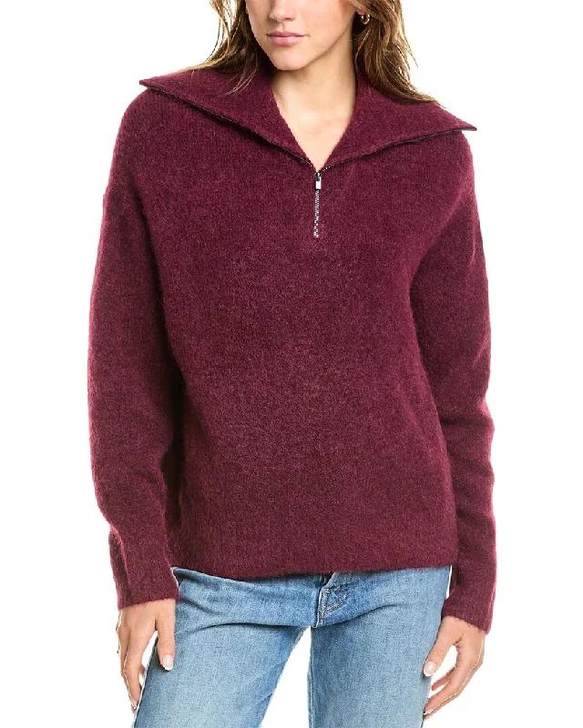 Vince 1/4-Zip Alpaca-Blend Sweater Toggled Drawstring Belted