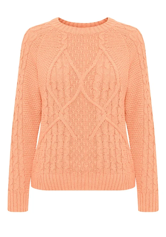 B.Young Yolgi Chunky Cable Knit Sweater, Shell Pink Terry Blend Velvet Blend Canvas Blend