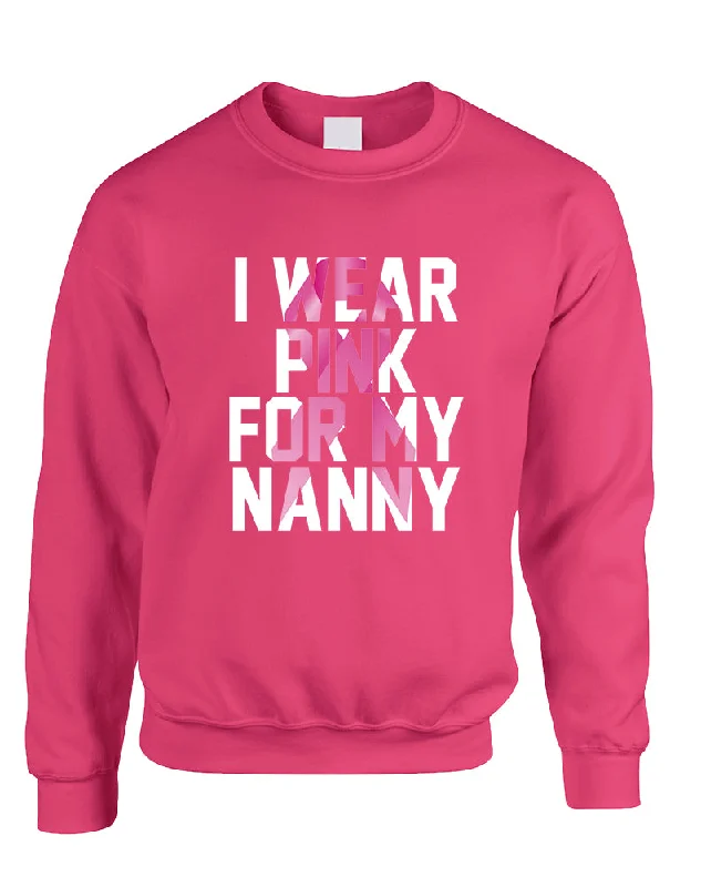 Adult Sweatshirt I Wear Pink For My Nanny Cancer Awareness Hoodie with Reflective Safety Nightwear