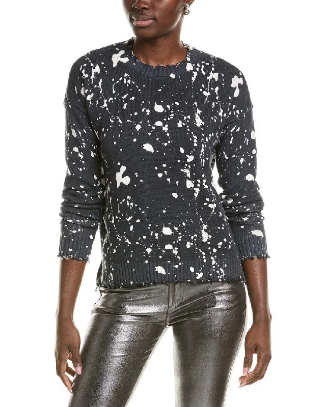 Minnie Rose Splatter Cashmere-Blend Sweater Herringbone Houndstooth Plaid