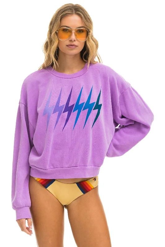 BOLT GRADIENT RELAXED CREW SWEATSHIRT - NEON PURPLE // PURPLE Hoodie with Magnetic Closure Innovative Modern