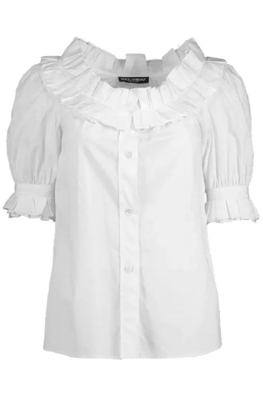 Short Sleeve Ruffle Button Up Blouse Feminine Satin Blouse