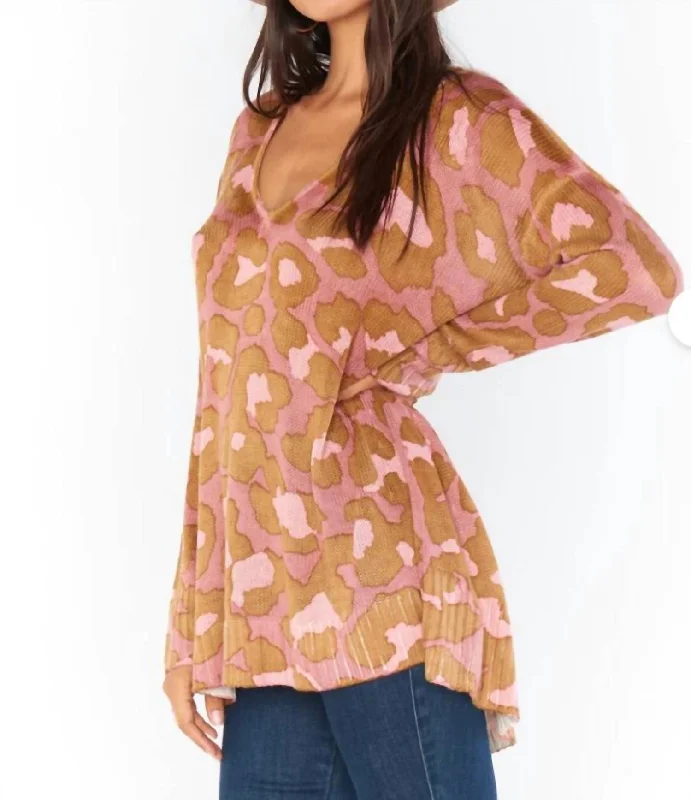 Rosy Leopard Hug Me Sweater Fitted Loose Oversized