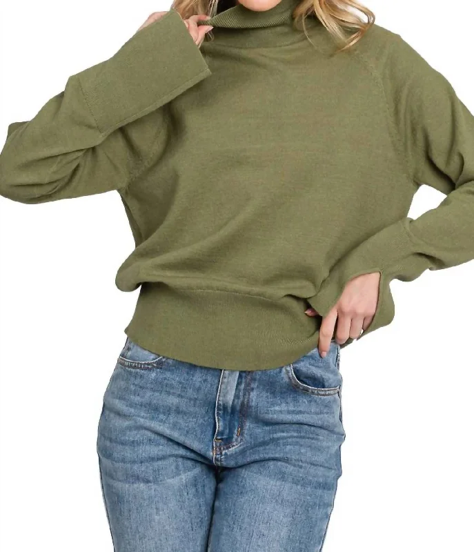 Same Old Song Sweater In Olive Polka Dot Checkered Tartan