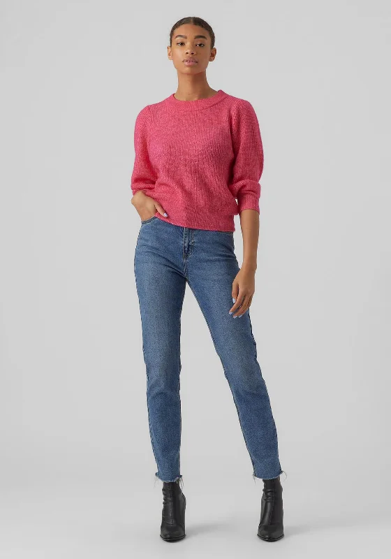 Vero Moda Vigga Balloon Sleeve Knitted Sweater, Raspberry Sorbet Elasticated Padded Insulated Vero Moda Vigga Balloon Sleeve Knitted Sweater, Raspberry Sorbet Elasticated Padded Insulated