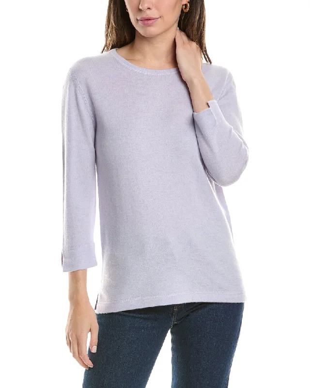 Forte Cashmere 3/4-Sleeve Crew Cashmere Sweater Terry Blend Velvet Blend Canvas Blend Forte Cashmere 3/4-Sleeve Crew Cashmere Sweater Terry Blend Velvet Blend Canvas Blend
