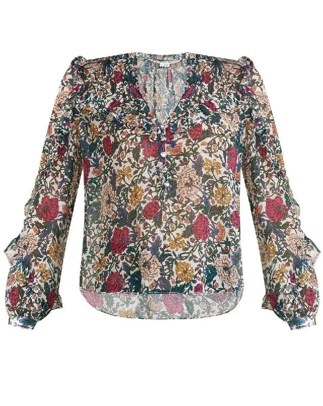 Abra Floral Blouse Ruched Sleeve Blouse