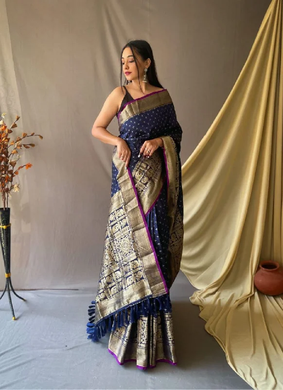 Women Blie Soft Silk Weaving Work Saree With Un-Stiched Blouse Textured Cotton Blouse Women Blie Soft Silk Weaving Work Saree With Un-Stiched Blouse Textured Cotton Blouse