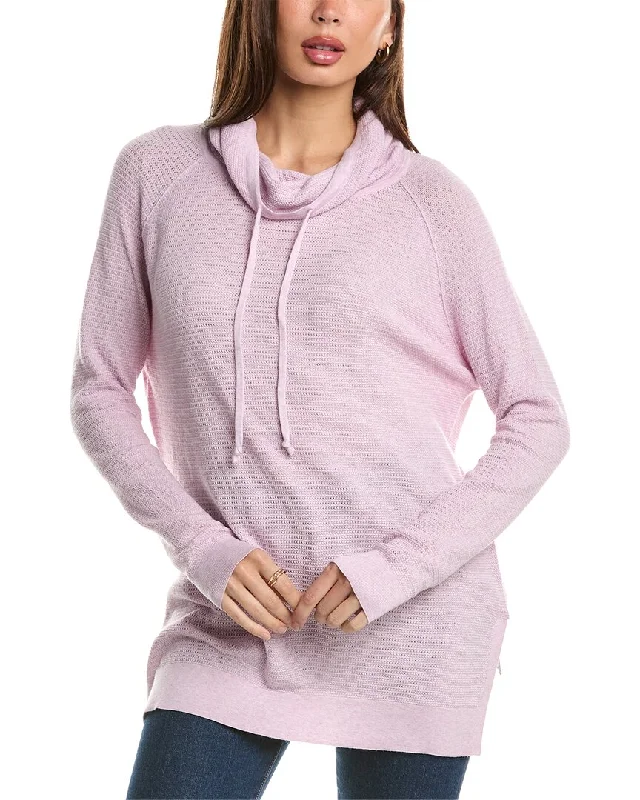 Forte Cashmere Thermal Drawstring Funnel Cashmere-Blend Sweater Striped Floral Plaid Forte Cashmere Thermal Drawstring Funnel Cashmere-Blend Sweater Striped Floral Plaid