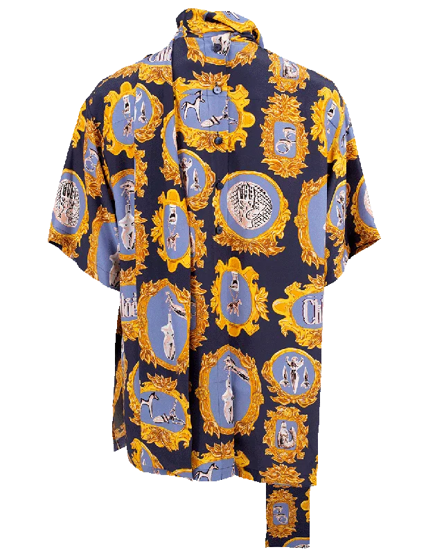 Medallion Print Blouse Double-Layered Blouse