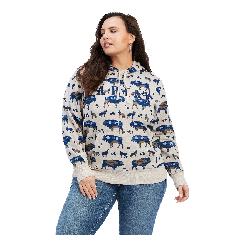 REAL Allover Print Hoodie Hoodie with Cuffed Sleeves Snug Secure