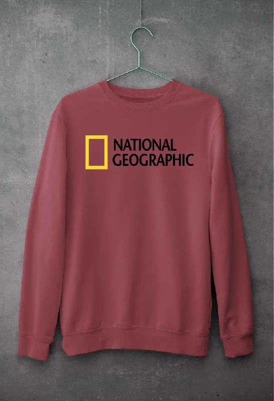National geographic Unisex Sweatshirt for Men/Women Hoodie with Hem Contrast Bold Stylish