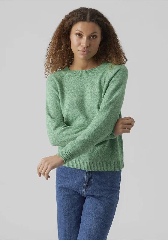 Vero Moda Doffy Knit Jumper, Bright Green Melange Neon Metallic Matte
