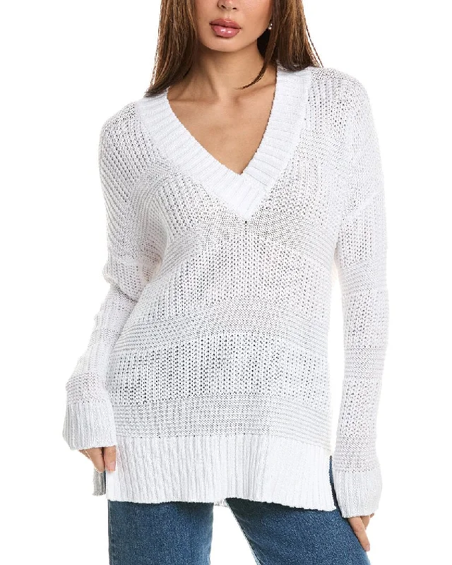 Forte Cashmere Easy Textured V-Neck Sweater Turtle Neck Boat Neck Asymmetrical Neck