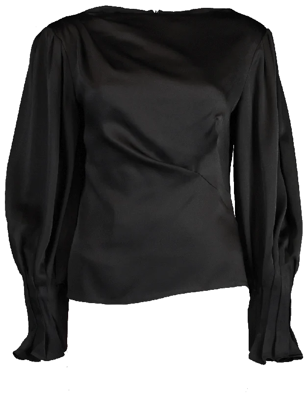 Satin Drape Blouse Feminine Satin Blouse