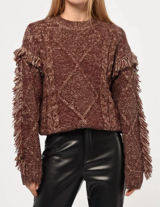 Doga Sweater In Brown Print Jacquard Patchwork