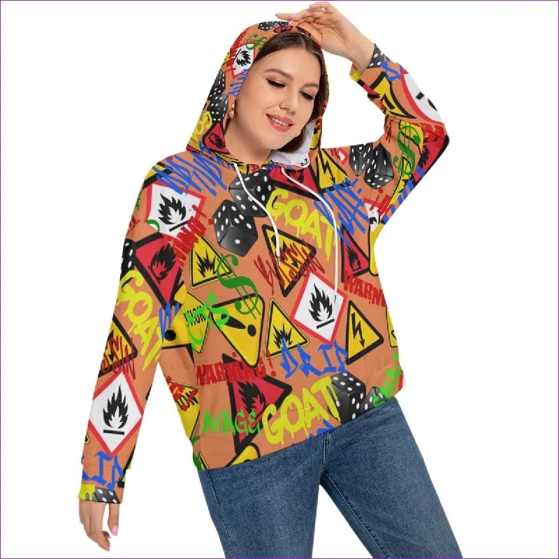 Hazard Womens Hoodie Voluptuous (+) Plus Size Hoodie with Set-In Sleeves Structured Classic