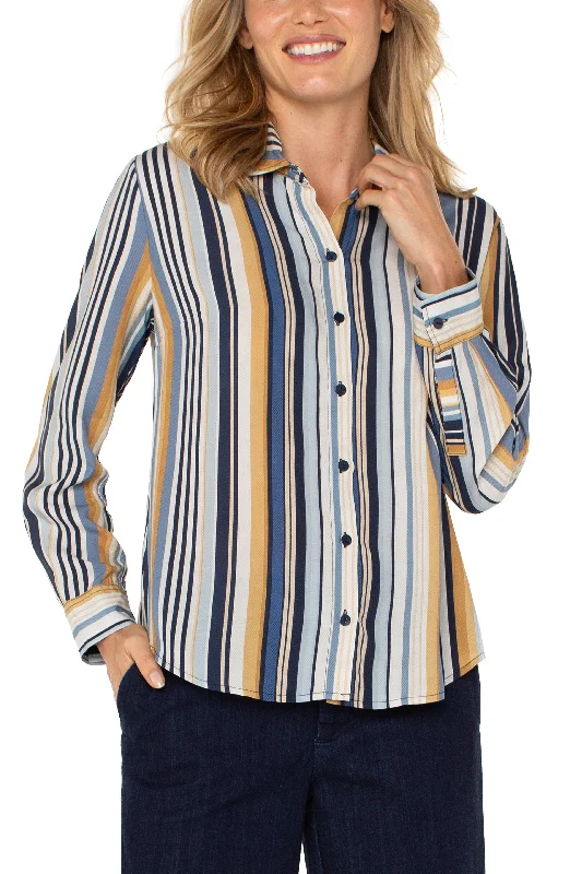 BUTTON UP WOVEN BLOUSE Polished Work Blouse