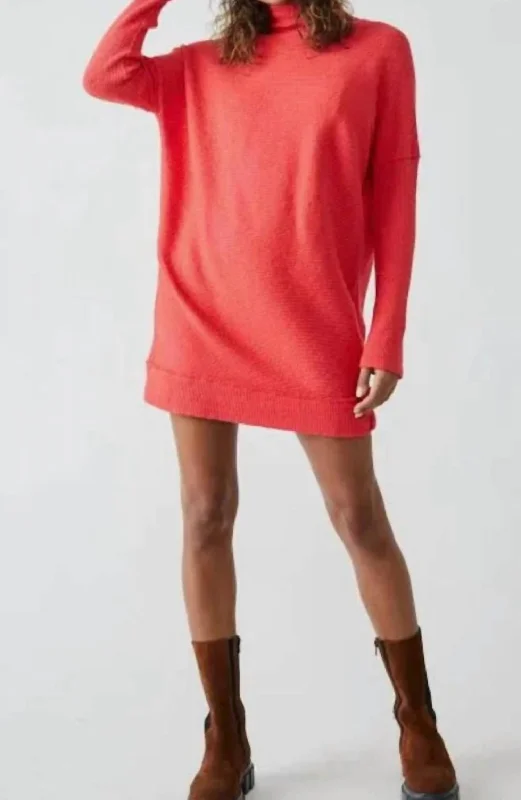 Casey Tunic Sweater In Fiery Red Stylish Fashionable Trendy