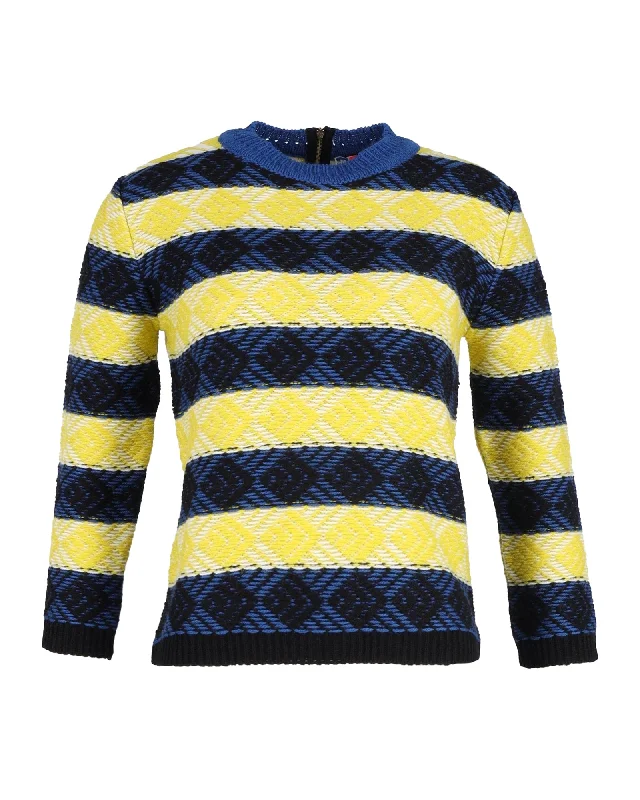 MSGM Striped Patterned Sweater in Multicolor Wool Spandex Rayon Corduroy