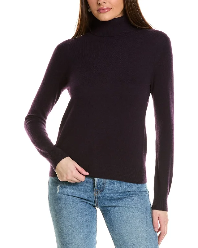 Amicale Cashmere Basic Turtleneck Cashmere Sweater Satin Blend Silk Blend Wool Blend