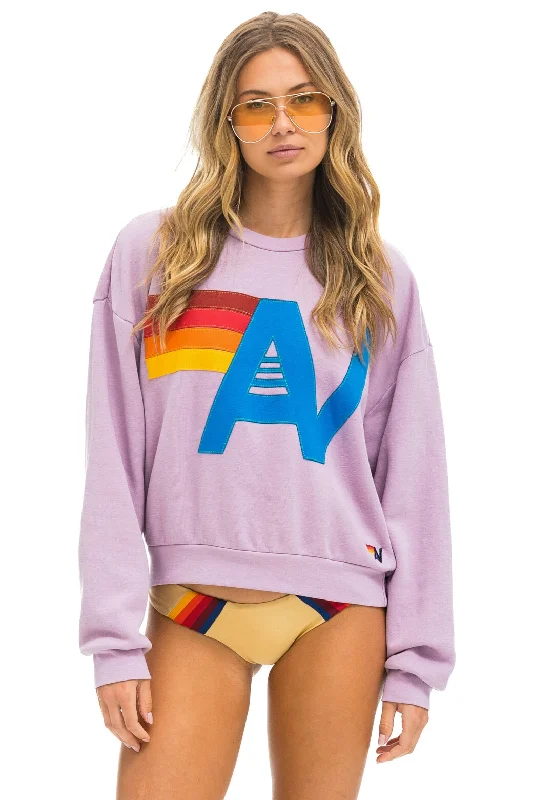 LOGO STITCH RELAXED CREW SWEATSHIRT - MAUVE Hoodie with Drawcord Adjustable Secure