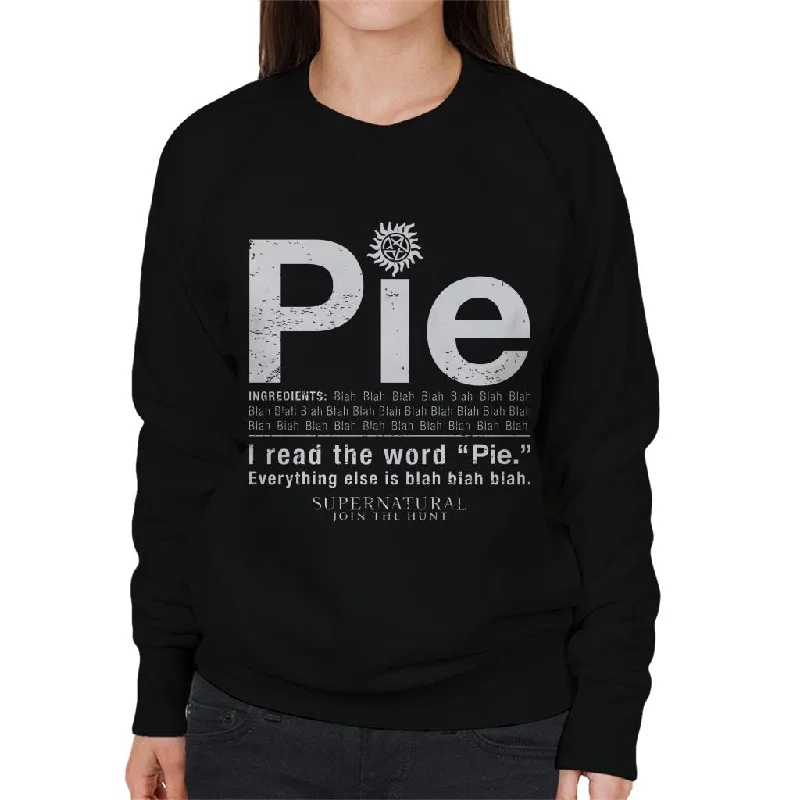 Supernatural I Read The Word Pie Women's Sweatshirt Hoodie with Hem Frayed Vintage Worn