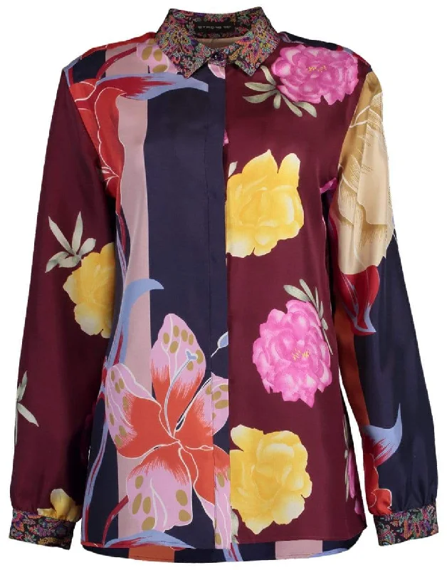 Classic Floral Print Blouse Peter Pan Collar Blouse