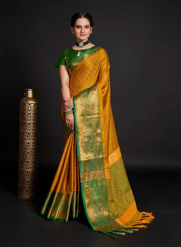 Women Yellow Lichi Soft Silk Weaving Work Saree With Un-Stiched Blouse Collared Satin Blouse Women Yellow Lichi Soft Silk Weaving Work Saree With Un-Stiched Blouse Collared Satin Blouse