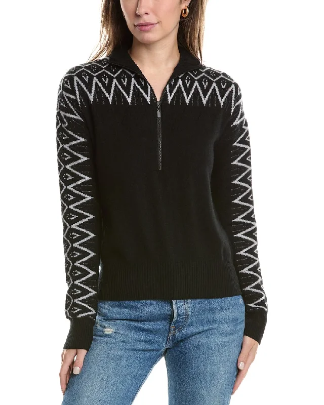 Forte Cashmere Alpine 1/2-Zip Mock Cashmere Sweater Soft Cozy Warm